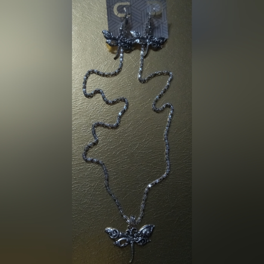 Elegant Silver Butterfly Necklace and Earring Set Design By Me.